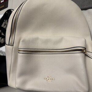 Coach Pebbled Leather Backpack – Ivory / Gold